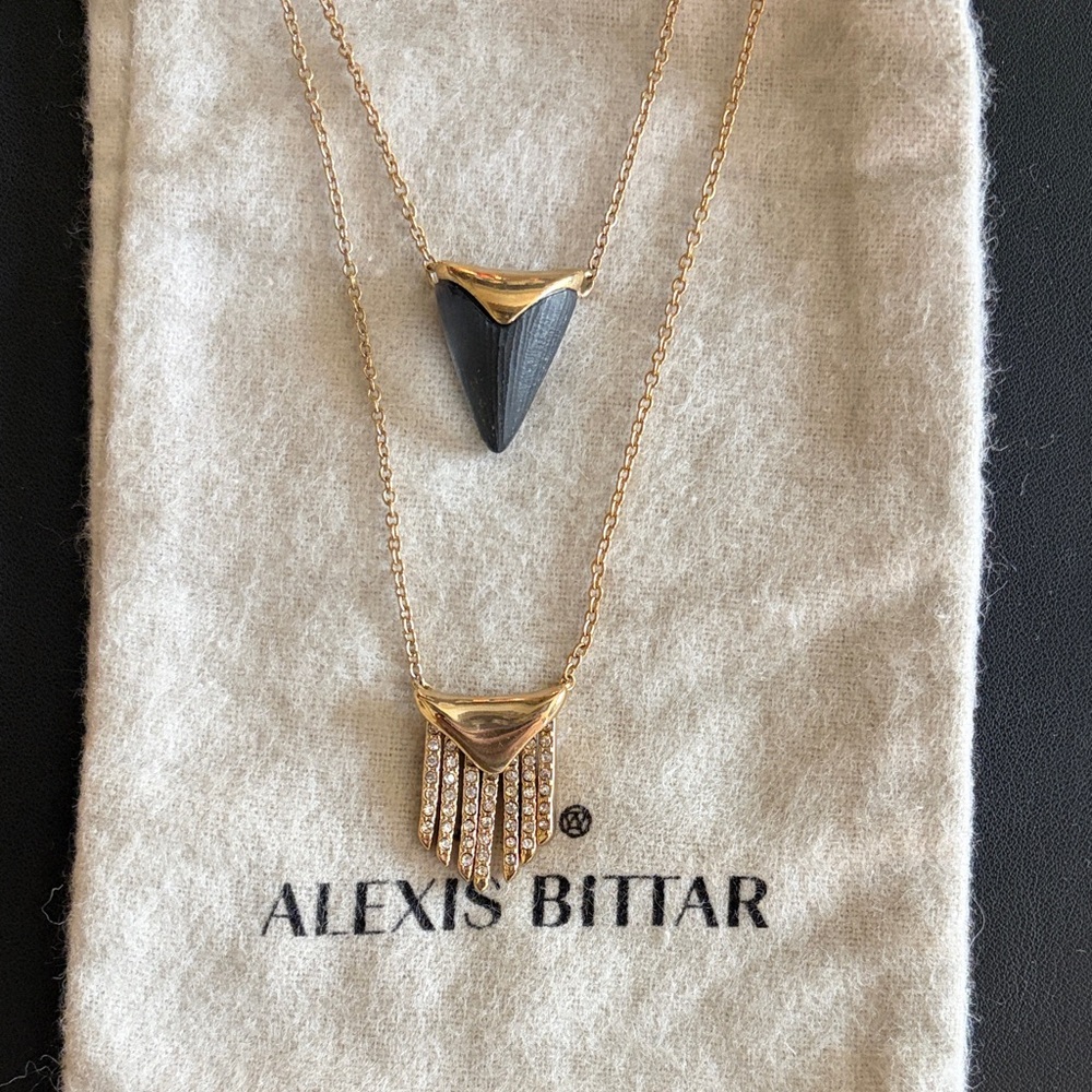 Alexis Bittar Gold and Black Necklace Duo